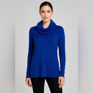 NWOT Daisy Fuentes Women's Cowl Neck Sweater Blue Size M Quiet Luxury Minimalist